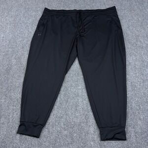 Under Armour UA Tech Pants Women 3X‎ Black Tapered Leg Joggers Gym 1367972